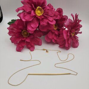 GORJANA Gold Tone Bar Necklace 25 In Spring Ring Clasp Minimalist